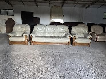 sto na rasklapanje 200x90: Kožna garnitura za dnevnu sobu – 1 - Sastav: trosed + dva fotelje - — 6
