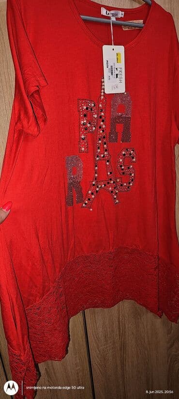 enigma haljine: 5XL (EU 50), Lycra, Print, color - Red — 3