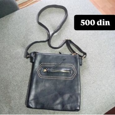 Travel suitcases and bags: Crna ženska torba preko ramena - Materijal: veštačka koža (eko koža) — 1