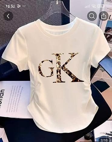 kape za devojčice: Ženska majica kratkih rukava sa zlatnim “GK” printom - Boja: bela - — 2