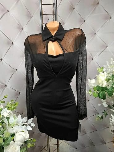 Underwear: Elegantna crna mini haljina sa prozirnim gornjim delom i dugim — 1