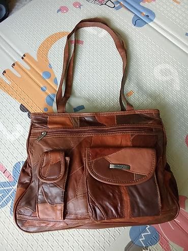 Ženska torba od prirodne kože, patchwork dizajn u nijansama braon