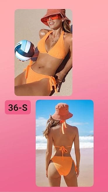 farmerice s: Ženski bikini set – narandžasta boja, veličina 36 (S) - Dvodeleni — 1