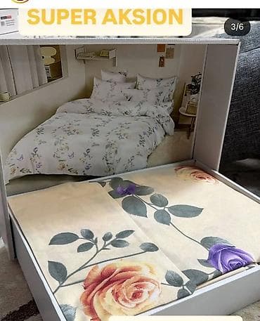 mali lavabo sa ormaricem: Set posteljine – 200x220 cm - Komplet posteljine sa modernim cvetnim — 2