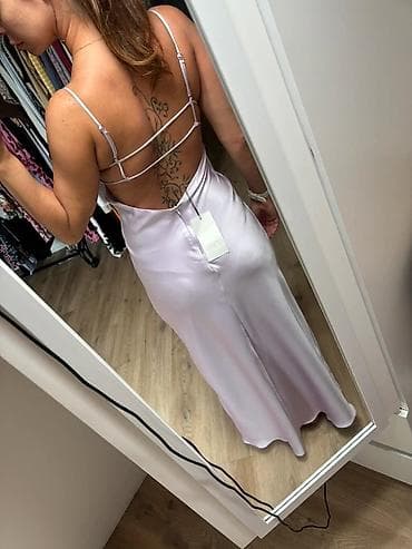 zara plava haljina: Zara lot maxi haljina na tanke bretele - Model: slip/haljina na — 4