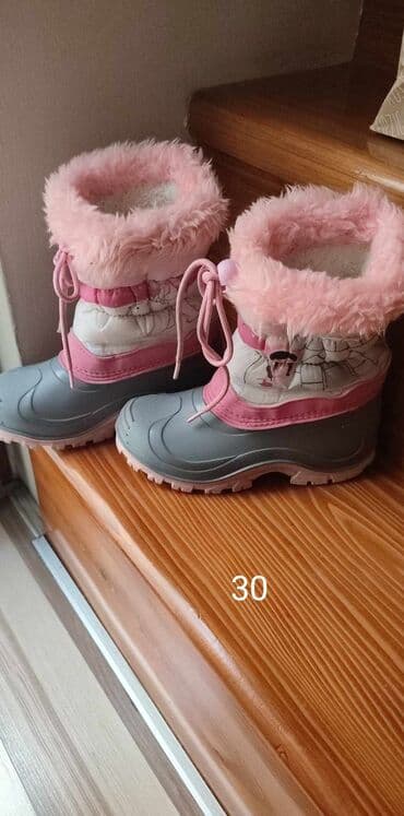Čizme: Dečje zimske čizme – broj 30 - Boja: siva i roze sa belim delovima - — 1