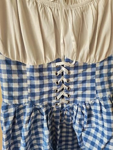 balextra haljine: Plavo-bela karirana haljina u stilu dirndla sa belom bluzom - Gornji — 2