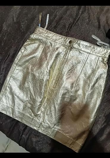 brushalter broj d: Zlatna mini suknja – metalik efekat Koža - Kroj: ravna mini silueta — 1