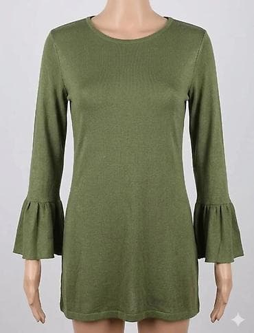 levis košulje muške: Zelena ženska bluza sa volan rukavima - Model: duža bluza ravnog — 1