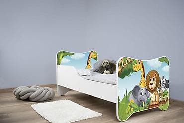 deciji kreveti samci: Krevet za dečiju sobu sa dušekom 140x70 cm – Happy Kitty Africa (Šifra — 1