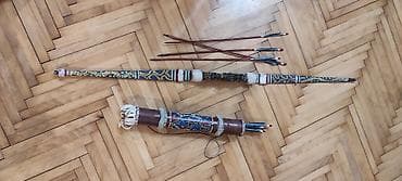 Dekorativni set luk i strele sa tobolcem – ručno oslikan etno motivima