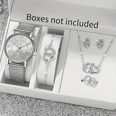Komplet ženski sat + nakit, srebrni ton - Sadržaj kompleta: ručni