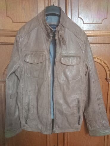kompleti sako i hlače: Leather jacket Genuine leather, L, color - Brown — 2