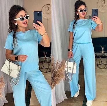 komplet letnji: Ženski komplet – majica i pantalone širokog kroja - Dvodijelni — 1