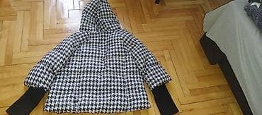 pull and bear prsluci: Benetton zimska jakna s kapuljačom – dezen “pseći zub” (crno-beli) - — 3