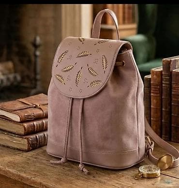 Elegantni ženski ranac – puderasto roze - Materijal: kombinacija
