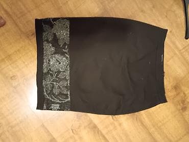 suknje stradivarius: Vogeli. Crna uska suknja sa dekorativnim panelom od čipke sa sjajnim — 1