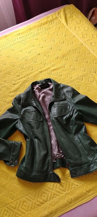 massimo dutti jakne: Zelena KOŽNA JAKNA, od prave kože, vel L/XL, odlično očuvana — 1