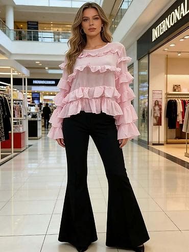 Bluze: Ženska bluza providna moderna sa volanima. - Kroj — 4