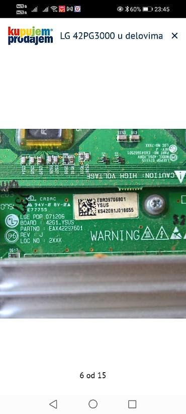 antena za digitalnu televiziju: LG 42PG3000 – delovi za plazma TV Dostupne ploče i komponente sa — 7