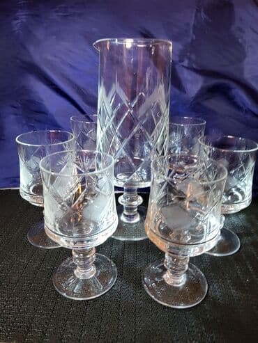 swarovski case za vino cena: Servis za vino,sa bokalom kristal,rucna gravura 1960g+. Servis za — 4