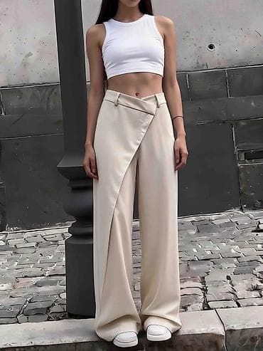Ženske široke pantalone sa asimetričnim preklopom Pantalone: 2500