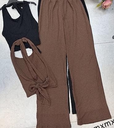 nakit za struk: Ženski komplet – top bez rukava + široke pantalone. - Top: pripijena — 9