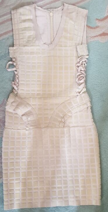 opposite niš: HERVE LEGER Paris original haljina. Bež boje, teška, deblji materijal — 4