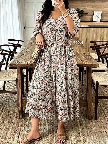 steznik haljina 3 u 1: Model – ženske midi haljine sa dugmićima ➡️ 3XL 4XL - Kroj: A-linija — 4