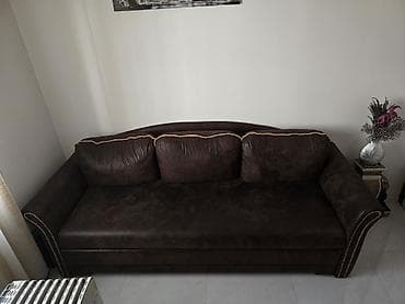 Trosed na razvlačenje – tamno braon eko koža/mikrofiber kombinacija - na lalafo.rs Trosed na razvlačenje – tamno braon eko koža/mikrofiber kombinacija -