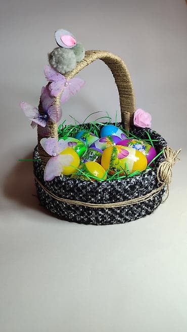 Rasveta: Uskršnja dekorativna korpa – ručni rad - Okrugla korpa obložena — 4