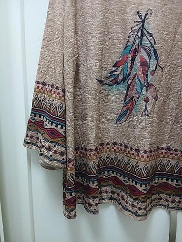 helanke push up: Ženska bluzica/tunika sa etno printom - Boja: melanž bež. - Print — 2