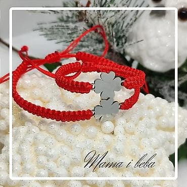 oliver weber narukvice: Set narukvica “Mama i beba” – crveni konac sa čeličnim priveskom - — 3