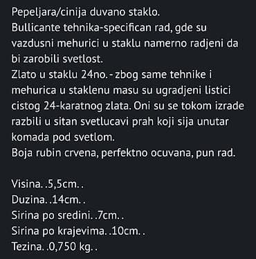 formula 1: Murano bullicante rubin pepeljara/cinija,rucni rad sa 24k.zlatom iz — 4