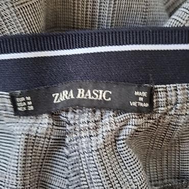 ZARA BASIC ženske pantalone – pepito/karirani dezen u sivoj nijansi