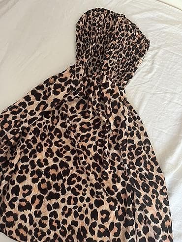 muska odela krusevac: Haljina bez bretela sa leopard printom - Model: duga, lepršava — 4
