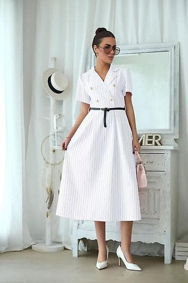 etno odeca: ✅Elegantna midi haljina sa kratkim rukavima i prugama
💫2700 din — 7