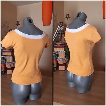 pull and bear pantalone zenske: Ženska majica kratkih rukava ROBIN. - Boja: žuta sa belim porubom oko — 2