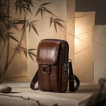 crvene farmerke: Kožna crossbody torbica za svakodnevnu upotrebu - Materijal: glatka — 1