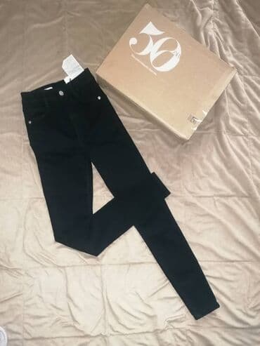 zenske pantalone i sako: Farmerke zara skinny sculpt nove, imaju elastina visok struk, crne — 8