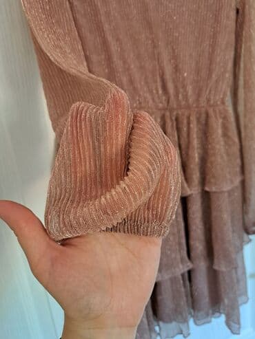 srebrne ogrlice sa cirkonima: S (EU 36), color - Pink, Cocktail, Long sleeves — 3