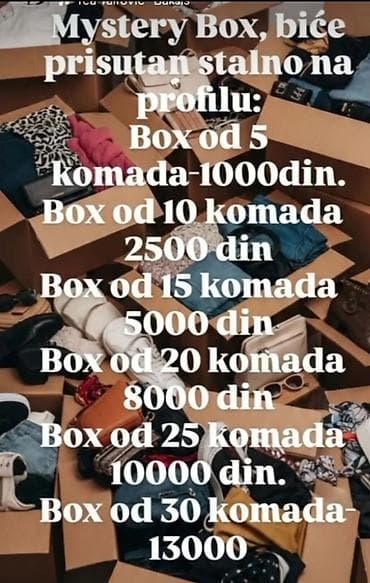 Mystery Box – stalno dostupan na profilu Opcije i cene: - Box od 5