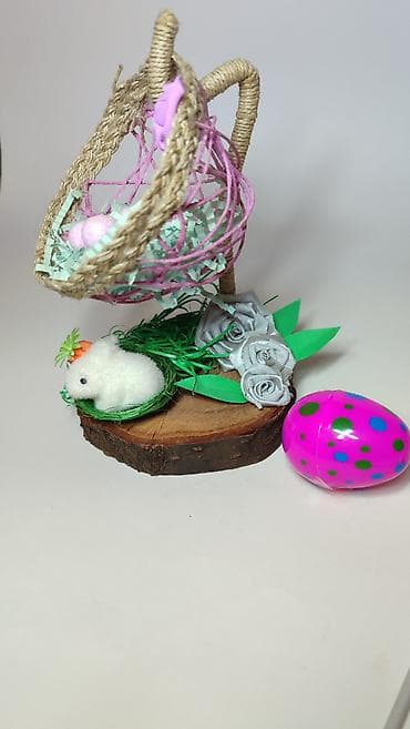 Ogledala: Uskršnja dekoracija – ručno rađeni aranžman na drvenoj podlozi - — 5