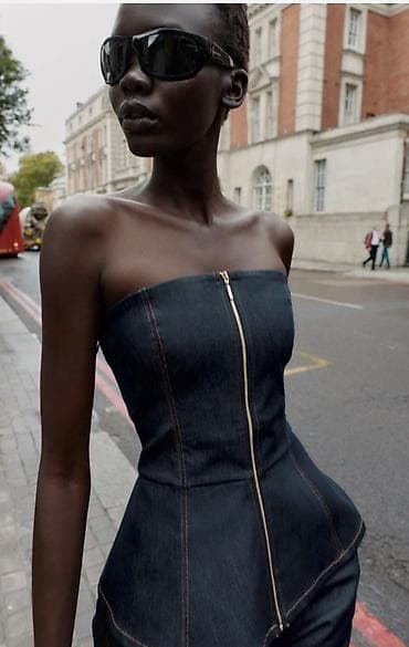 korseti elegantni: Zara trendi teksas korset vel. S– bez bretela, sa peplum krojem - — 6