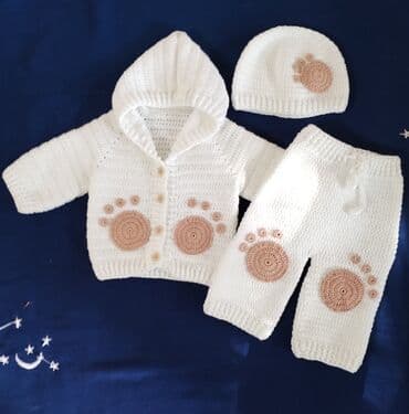svecani zenski kompleti sa pantalonama: Ručni pleteni kompleti za bebe - Topli kompleti od mekane pređe — 4