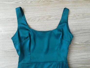 Women's Clothing: Unikatna petrolej haljina od satena. Šivena, jednom nošena. Gornji deo — 2