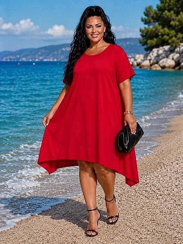 bele torbice male: Lepršava letnja haljina A-kroja sa kratkim rukavima - Model: široka — 7