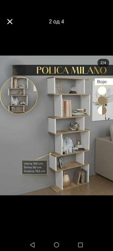 Ormari: Polica MILANO – moderan vertikalni regalski sistem sa stepenastim — 3