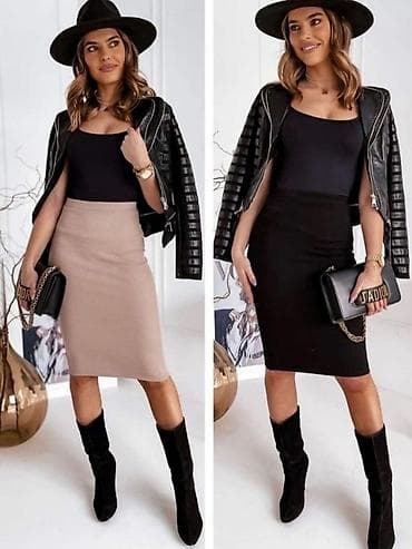 Suknja do kolena sa elastinom. crna,tamno plava,braon,roza,pink,svetlo