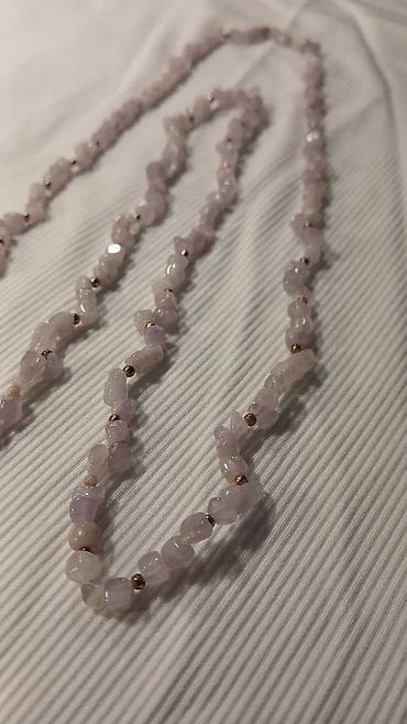 sat sa slikom: Ogrlice od poludragog kamenja – 2 modela - Ručno nizan dugi lanac sa — 4